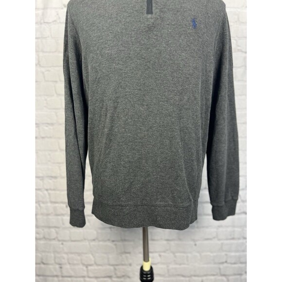 Polo Ralph Lauren Sweater Men M 1/4 Zip Pullover Gray 69%Cotton 29%Viscose Soft - Picture 2 of 7